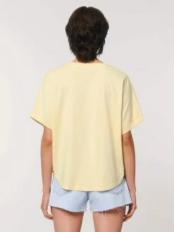 Rolled Sleeve T-Shirt Aus Bio-Baumwolle - Butter -Grundstoff Verkaufsladen W089 078 06 oekofaires damen t shirt aufgerollte aermel ohne sichtbares branding fm back 1280x1280