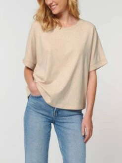 Rolled Sleeve T-Shirt Aus Bio-Baumwolle - Heather Rainbow -Grundstoff Verkaufsladen W089 084 06 nachhaltiges rolled sleeve shirt fuer frauen bio fair trade fm front 1280x1280
