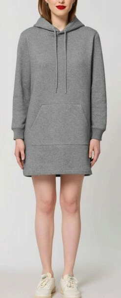 Sweatshirt-Kleid Mit Kapuze Aus Bio-Baumwolle - Mid Heather Grey -Grundstoff Verkaufsladen W143 650 Damen Sweatshirt Kleid grau meliert fair wear fm front 1280x1280