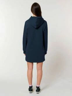 Sweatshirt-Kleid Mit Kapuze Aus Bio-Baumwolle - French Navy -Grundstoff Verkaufsladen W143 727 nachhaltiges Sweat Stoff Kleid Rueckansicht vegan aus nachhaltiger Bio Baumwolle und rec Polyester fair fashion 1280x1280