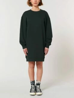 Sweatshirt-Kleid Aus Bio-Baumwolle - Black -Grundstoff Verkaufsladen W161 002 fair fashion sweat dress peta approved vegan model front 1280x1280