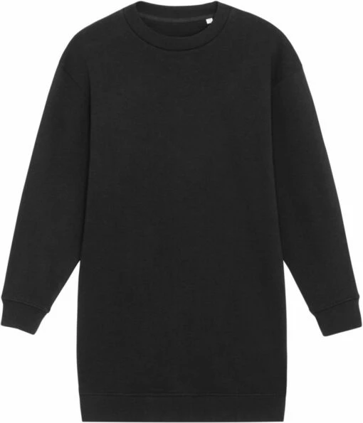 Sweatshirt-Kleid Aus Bio-Baumwolle - Black -Grundstoff Verkaufsladen W161 002 oversized sweatkleid bio baumwolle schwarz 1280x1280