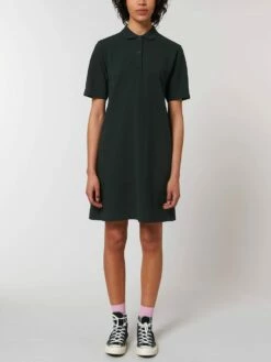 Piqué-Polokleid Aus Bio-Baumwolle - Black -Grundstoff Verkaufsladen W162 002 grundstoff Polokleid schwarz schwerer Pique Stoff vegan aus Bio Baumwolle 1280x1280