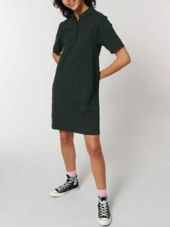 Piqué-Polokleid Aus Bio-Baumwolle - Black -Grundstoff Verkaufsladen W162 002 vegane und nachhaltig produziert das hochwertige Pique Polo Kleid aus reiner Bio Baumwolle black 1280x1280