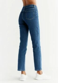 Straight Fit Jeans Aus Bio-Baumwolle - Lapis Blue -Grundstoff Verkaufsladen WQ1009 231 damen straight fit jeans oekofair umweltschonend back 1280x1280