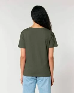 Basic T-Shirt Aus Bio-Baumwolle - Khaki -Grundstoff Verkaufsladen basic oberteil kurzarm frauen khaki grundstoff single jersey umweltfreundlich hergestellt W173 223 2 1280x1280