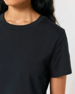 Iconic T-Shirt Aus Bio-Baumwolle - Black -Grundstoff Verkaufsladen basic shirt damen kurzarm rundhals schwarz black bio baumwolle fair hergestellt W172 002 1280x1280