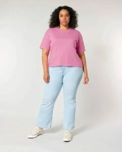 Boxy T-Shirt Aus Bio-Baumwolle - Bubble Pink -Grundstoff Verkaufsladen basic shirt damen pink stella nova bio baumwolle umweltfreundliche herstellung W175 129 1280x1280