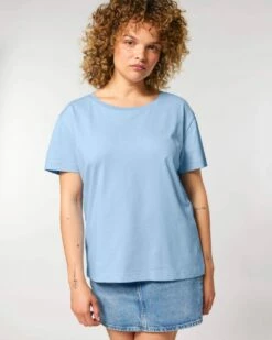 Basic T-Shirt Aus Bio-Baumwolle - Blue Soul -Grundstoff Verkaufsladen basic t shirt bio baumwolle damen hellblau rundhals gots zertifiziert W173 149 1280x1280