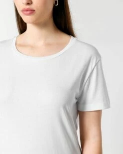 Basic T-Shirt Aus Bio-Baumwolle - White -Grundstoff Verkaufsladen basic t shirt damen weiss white serena bio baumwolle gots zertifiziert W173 001 1280x1280