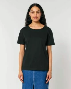 Basic T-Shirt Aus Bio-Baumwolle - 5er-Pack - Black -Grundstoff Verkaufsladen basic tshirt rundhals biobaumwolle damen schwarz black serena online bestellen grundstoff W173 002 1280x1280 1