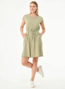 Kleid Aus Bio-Baumwolle & Leinen - Olive/offwhite 9 Kleid Aus Bio-Baumwolle & Leinen - Olive/offwhite -Grundstoff Verkaufsladen bio baumwoll kleid mit leinen nachhaltige damen mode WOR 13345 olive 1280x1280