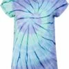 Organic Rolled Sleeve T-Shirt - Tie Dye Blue/green -Grundstoff Verkaufsladen bio damen batik shirt EP16 TDBG front 1280x1280