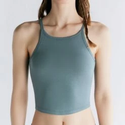Crop Top Aus Bio-Baumwolle - Gobelin Blau