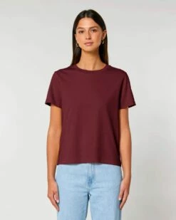 Iconic T-Shirt Aus Bio-Baumwolle - 3er-Pack - Burgundy -Grundstoff Verkaufsladen damen kurzarm t shirt weinrot burgundy biobaumwolle fair wear foundation fwf W172 244 1280x1280