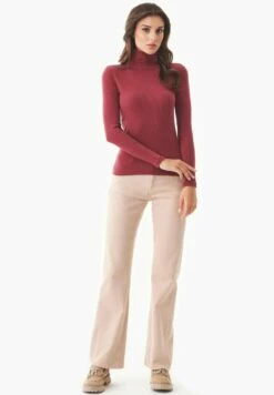 Longsleeve Mit Rollkragen Aus Bio-Baumwolle - Syrah Red -Grundstoff Verkaufsladen damen longsleeve nachhaltig hergestellt casual 012 syrahred 1280x1280