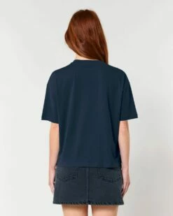 Boxy T-Shirt Aus Bio-Baumwolle - French Navy -Grundstoff Verkaufsladen damen shirt kurzarm oberteil boxy french navy fwf fair wear foundation W175 727 1280x1280