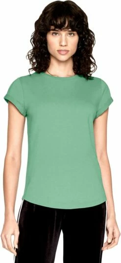 Organic Rolled Sleeve T-Shirt - Sage Green -Grundstoff Verkaufsladen damen t shirt aufgerollte aermel EP16 sage green SAG 1280x1280