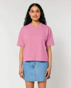 Boxy T-Shirt Aus Bio-Baumwolle - Bubble Pink -Grundstoff Verkaufsladen damen t shirt bio baumwolle bubble pink boxy W175 129 1280x1280
