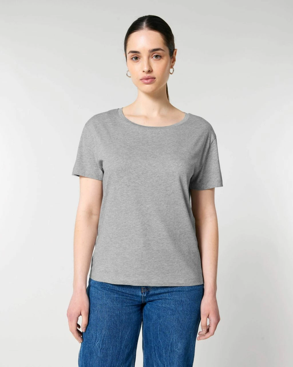 Basic T-Shirt Aus Bio-Baumwolle - Heather Grey 5 Basic T-Shirt Aus Bio-Baumwolle - Heather Grey – Bild 3