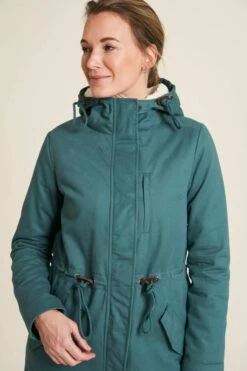 Warmer Twillmantel - Green Rain -Grundstoff Verkaufsladen damen winterjacke nachhaltige materialien petrolgruen W23A92 greenrain 1280x1280