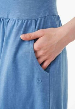 Kurzarm-Kleid Aus Bio-Baumwolle - Coronet Blue -Grundstoff Verkaufsladen detail slub jersey kleid mit eingrifftaschen casual 009 coronetblue 1280x1280