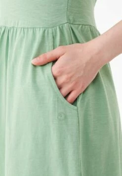 Kurzarm-Kleid Aus Bio-Baumwolle - Matcha Green -Grundstoff Verkaufsladen detail slub jersey kleid mit eingrifftaschen casual 009 matchagreen 1280x1280
