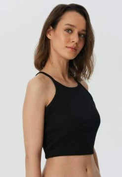 Ripp-Jersey Crop Top Aus Bio-Baumwolle - Schwarz -Grundstoff Verkaufsladen ecofriendly Crop Top schwarz 1515 021 1280x1280