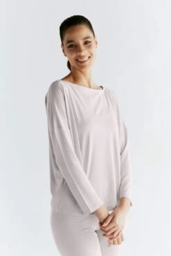 Yoga Longsleeve Aus Micromodal & Rec. Polyester - Lilac Marble -Grundstoff Verkaufsladen entspannt geschnittenes Langarmshirt vegan T1111 25 1280x1280