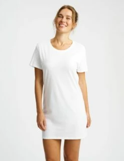 Neutral Jersey-Kleid Aus Fairtrade Bio-Baumwolle - White -Grundstoff Verkaufsladen extra langes damen t shirt weiss oeko O81020 white 1280x1280