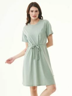 Slub-Jersey-Kleid Aus Bio-Baumwolle - Water Green