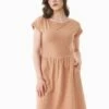 Kurzarm-Kleid Aus Bio-Baumwolle - Tan -Grundstoff Verkaufsladen fair fashion sommerkleid beige bio baumwolle casual 009 tan 1280x1280