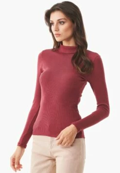Longsleeve Mit Rollkragen Aus Bio-Baumwolle - Syrah Red -Grundstoff Verkaufsladen fair fashion turtleneck longsleeve gots zertifiziert casual 012 syrahred 1280x1280