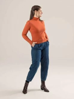 Rollkragen-Longsleeve Aus Bio-Baumwolle - Rust -Grundstoff Verkaufsladen fair trade damen basics von living crafts 63903 789 1280x1280