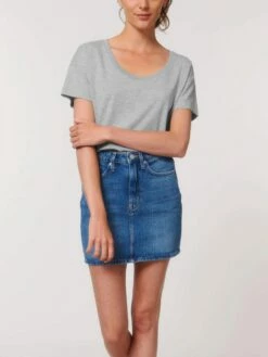 Weites T-Shirt Aus Bio-Baumwolle - Heather Grey -Grundstoff Verkaufsladen faire bio basics fuer frauen W036 250 1280x1280