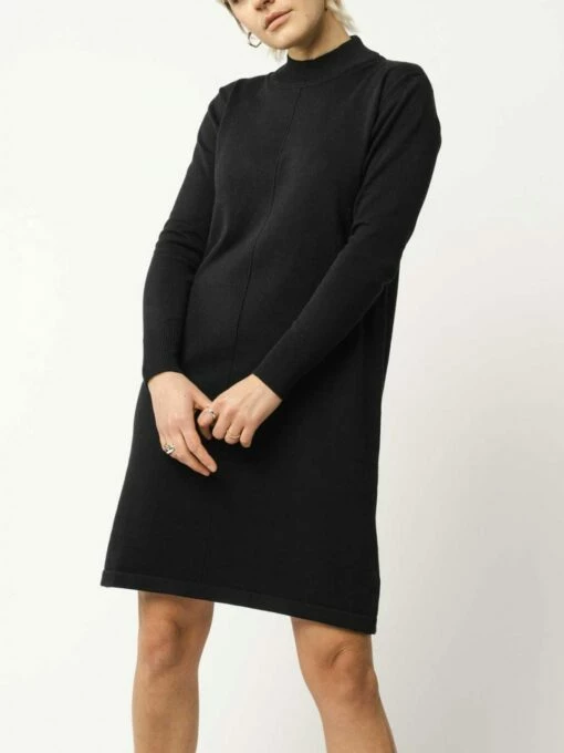 Mela Fairtrade Feinstrick-Kleid Harleen Aus Bio-Baumwolle - Schwarz -Grundstoff Verkaufsladen fairtrade cotton kleid feinstrick Harleen black 1280x1280
