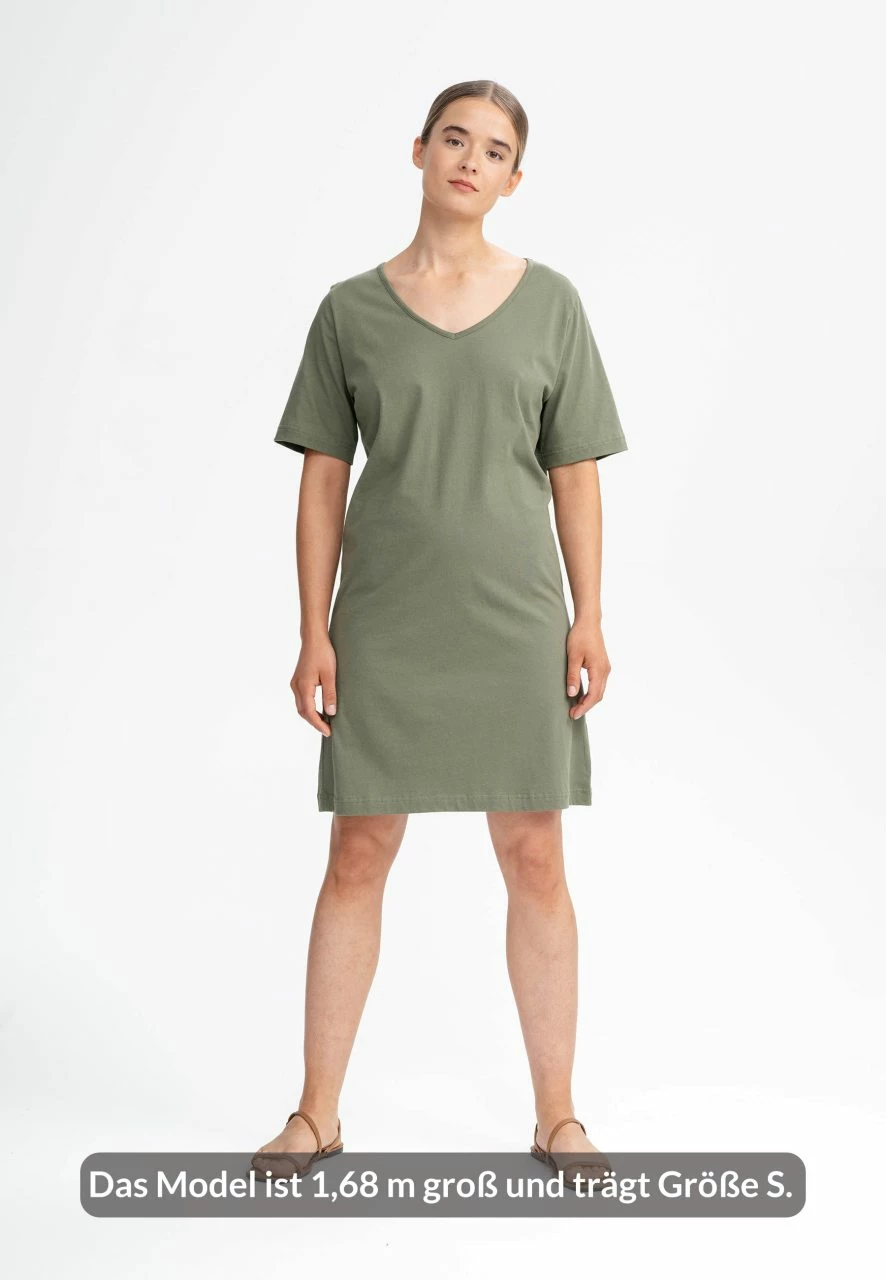 Mela Fairtrade V-Neck Kleid Janitra - Thymian 4 Mela Fairtrade V-Neck Kleid Janitra - Thymian – Bild 2