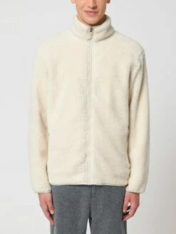 Unisex Sherpa-Jacke Aus Recyceltem Polyester - Natural -Grundstoff Verkaufsladen flauschig bequeme Sherpa Jacke U883 007 1280x1280