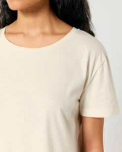 Basic T-Shirt Aus Bio-Baumwolle - Natural Raw -Grundstoff Verkaufsladen frauen basic shirt kurzarm natur rundhals faire mode online kaufen vegan peta approved W173 054 1280x1280
