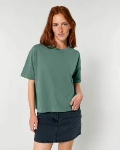 Boxy T-Shirt Aus Bio-Baumwolle - Green Bay -Grundstoff Verkaufsladen frauen tshirt kastig dunkelgruen green bay stella nova umweltfreundliche herstellung W175 144 1280x1280