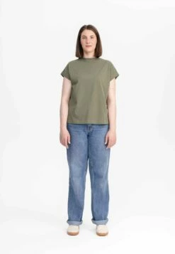 Mela Fairtrade T-Shirt Madhu Aus Bio-Baumwolle - Thymian -Grundstoff Verkaufsladen frauen tshirt khaki mela madhu thymian khaki nachhaltig 121 100 thy 1280x1280