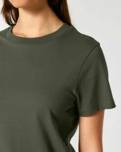 Iconic T-Shirt Aus Bio-Baumwolle - Khaki -Grundstoff Verkaufsladen frauen tshirt rundhals khaki biobaumwolle umweltfreundliche herstellung W172 223 1280x1280