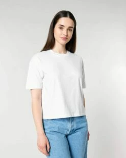 Boxy T-Shirt Aus Bio-Baumwolle - White -Grundstoff Verkaufsladen frauen tshirt weiss white fair wear foundation bio baumwolle W175 001 1280x1280