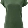 Organic Rolled Sleeve T-Shirt - Stone Green -Grundstoff Verkaufsladen front EP16 Organic Shirt Frauen Rolled Up Sleeve stone green 1280x1280