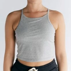 Crop Top Aus Bio-Baumwolle - Grau-meliert