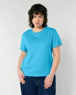 Iconic T-Shirt Aus Bio-Baumwolle - Aqua Blue -Grundstoff Verkaufsladen grundstoff online shop frauen t shirt bio baumwolle gots zertifiziert aqua blue hellblau W172 145 1280x1280