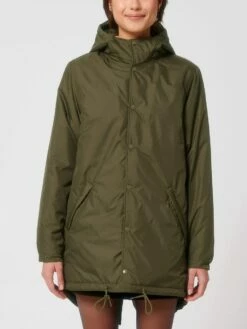 Unisex Padded Parka Aus Recyceltem Polyester - British Khaki -Grundstoff Verkaufsladen hochwertige Uebergangsjacke Recycelmaterial U841 008 1280x1280