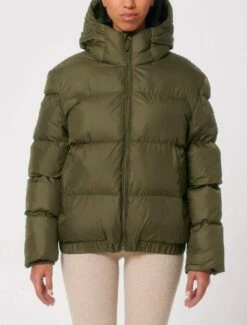 Oversized Unisex Puffer Jacket Aus Recyceltem Polyester - British Khaki -Grundstoff Verkaufsladen hochwertige Winterjacke dick wattiert U840 008 1280x1280