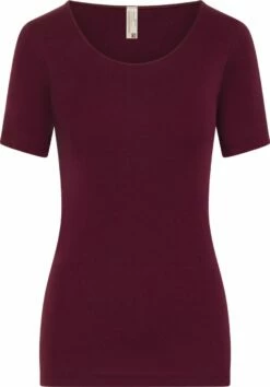 Feinripp T-Shirt Aus Fairtrade Biobaumwolle - Burgund