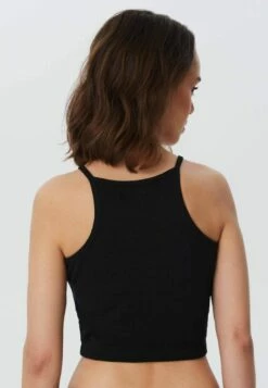 Ripp-Jersey Crop Top Aus Bio-Baumwolle - Schwarz -Grundstoff Verkaufsladen hochwertiges Top kurz Racerback 1515 021 1280x1280